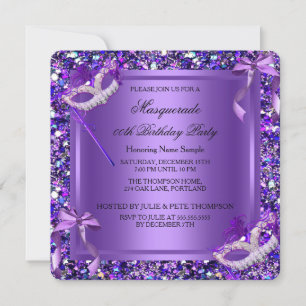 Invitation Masquerade Purple Masques Parties scintillant Anni