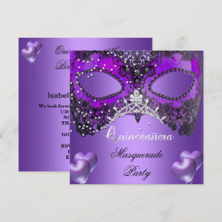 Invitation Masquerade Quinceanera 15 Anniversaire violet