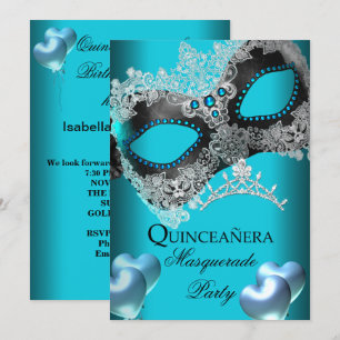 Invitation Masquerade Quinceanera 15 fête d'anniversaire Turq