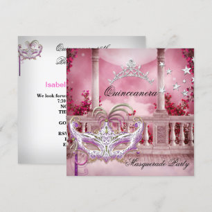 Invitation Masquerade Quinceanera 15 rose fête d'anniversaire