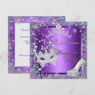 Invitation Masquerade Quinceanera 15ème Parti Purple Tiara