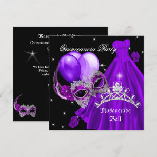 Invitation Masquerade Quinceanera Anniversaire Rose violet