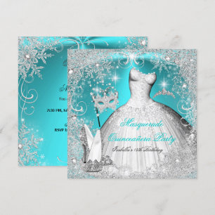 Invitation Masquerade Quinceanera Party Turquoise Flèche de n