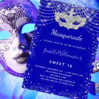 Masquerade royal bleu argent Sweet 16 fête