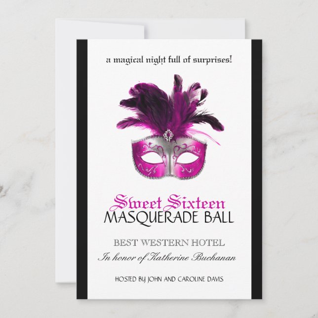 Invitation Masquerade Sweet sixteen (Devant)