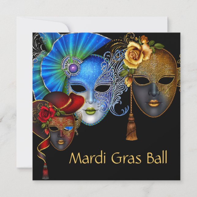 Invitation Masquerade, Sweet sixteen, Bat mitzvah (Devant)