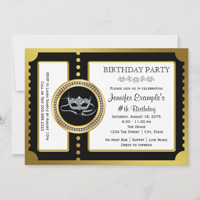 Invitation Masquerade Ticket Party (Devant)