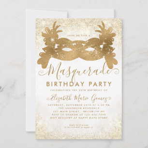 Invitation Masquerade White Gold Parties scintillant Dust Ann