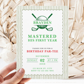 Invitation Mastered His First Year Birthday Golf 1st Birthday