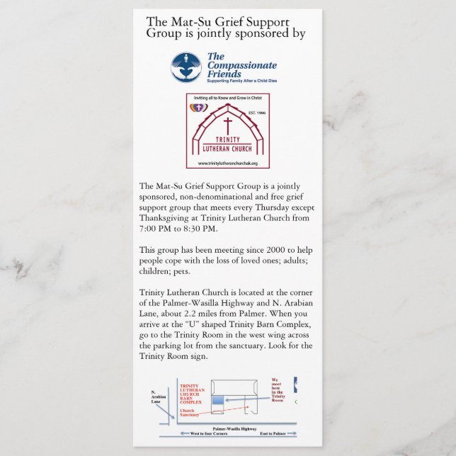 Invitation Mat-Su Grief Support Group Advertisement  (Devant)
