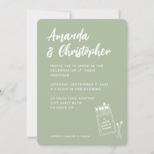 Invitation Match Fabriqué dans le ciel Mariage rétro Sage ver