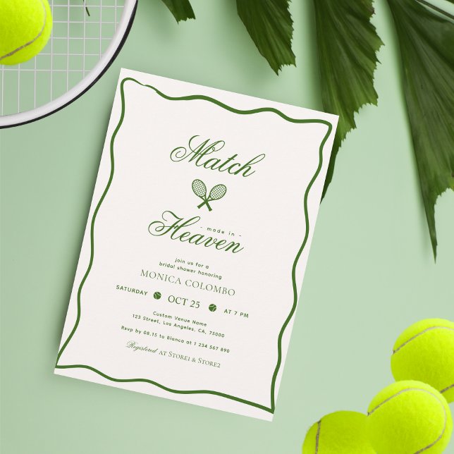 Invitation Match Fabriqué en Heaven Tennis Theme Fête des mar (Créateur téléchargé)
