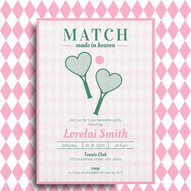 Invitation Match fait en Heaven Tennis Club Bachelorette (Créateur téléchargé)