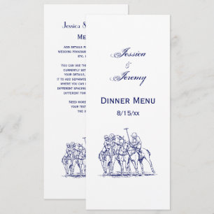 Invitation Match Polo Stylisé vintage Dessin N° 1 bleu