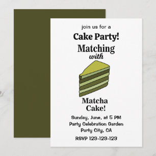 Invitation Matcha Green Cake Party drôle