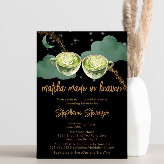 Invitation Matcha Lune Céleste Fabriquée En Fête des mariées  (Créateur téléchargé)