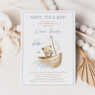 Invitation Matelot! C'est un garçon! Ours marin bébé Shower