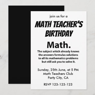 Invitation Math Typographie Anniversaire des professeurs de m