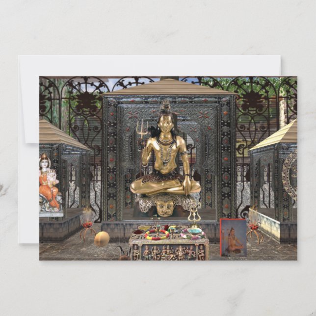 Invitation Matte 5" d'invitation de temple hindou de seigneur (Devant)