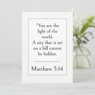 Invitation Matthieu 5:14 Verset Biblique, Écriture Encouragea