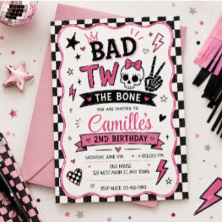 Invitation Mauvais jusqu'à l'os Rose Punk Gothique Crâne Anni