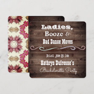 Invitation "Mauvaise danse se déplace" Rustique Bachelorette 