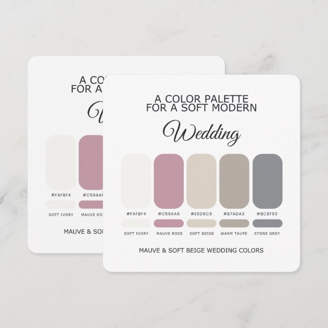 Invitation Mauve and Beige Wedding Color Palette Card (Devant / Derrière)