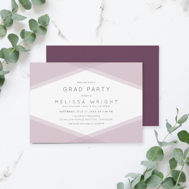 Invitation Mauve Couche géométrique et foncé violet de la par (Créateur téléchargé)