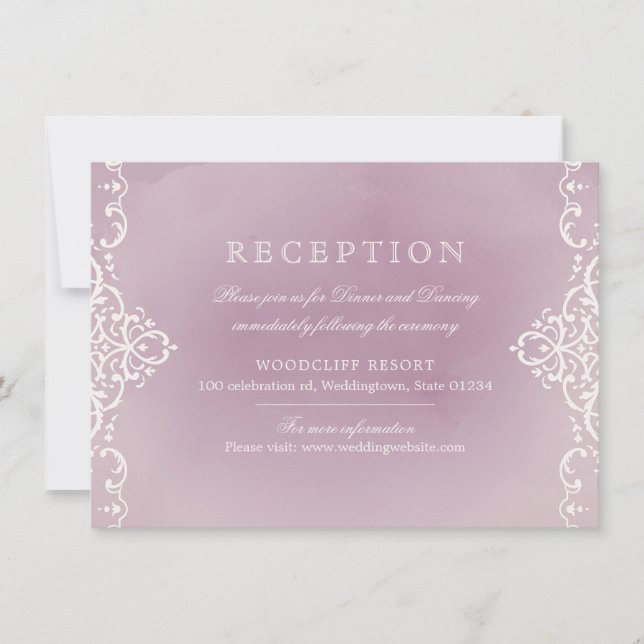 Invitation Mauve élégante réception de mariage romantique (Devant)