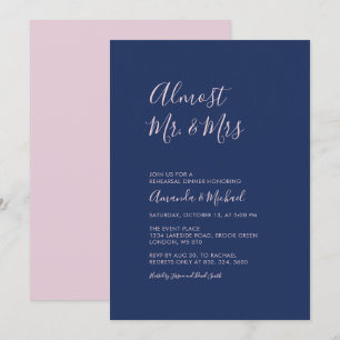 Invitation Mauve et Marine   Dîner de répétition minimal simp