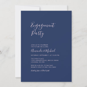 Invitation Mauve & Navy   Simple Fête de Fiançailles Minimali