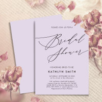 Mauve Purple Script moderne Fête des mariées simpl