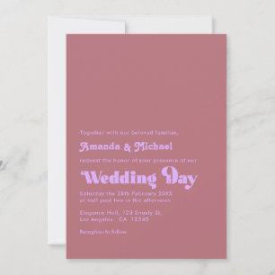 Invitation Mauve romantique et Rose Mariage de typographie d'