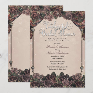 Invitation Mauve Spice Roses Pailleté Mariage