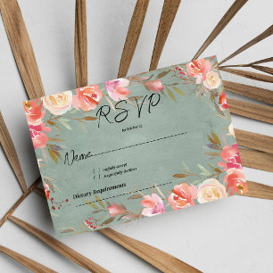 Invitation Mauve vert ivoire rose hivernal dentelle fleurie R