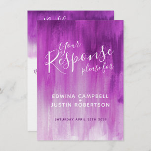 Invitation Mauve violet mariage d'art abstrait réponse RSVP