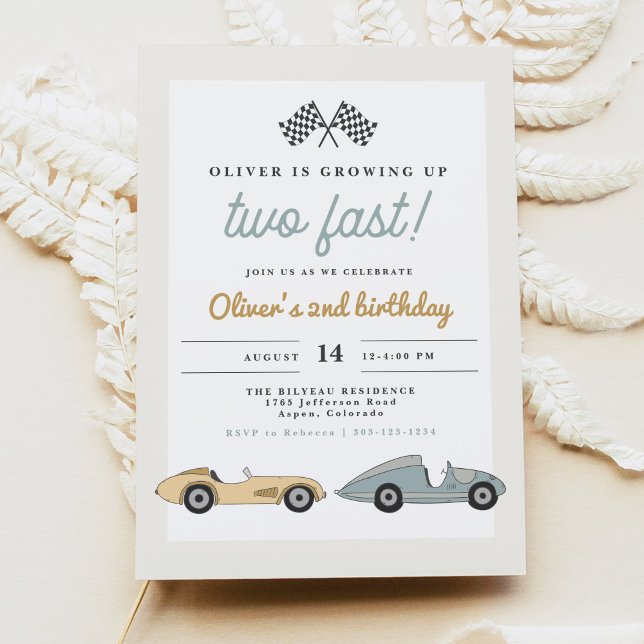 Invitation MAVERICK Pastel Race Car Two Fast 2e anniversaire (Créateur téléchargé)