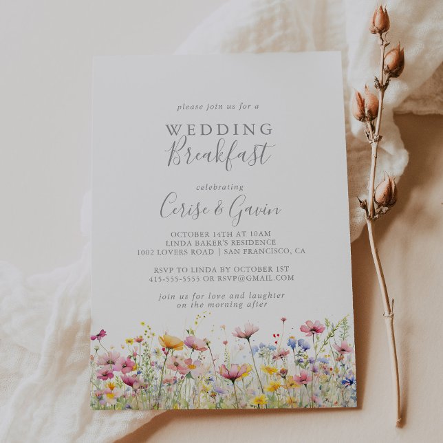 Invitation Meadow Colorée Fleur sauvage Mariage Petit déjeune (Créateur téléchargé)