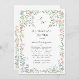 Invitation Meadow Pastel Dîner de répétition Florale Rose