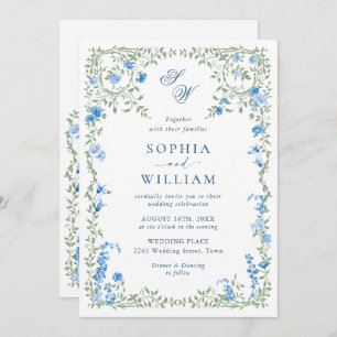 Invitation Meadow Pastel Français Rose Floral Mariage