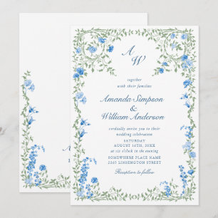 Invitation Meadow Pastel Français Rose Floral Mariage