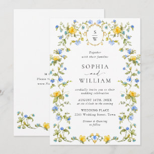 Invitation Meadow Pastel Français Rose Floral Mariage