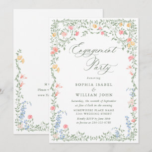 Invitation Meadow Pastel Rose Floral ENGAGEMENT PARTI