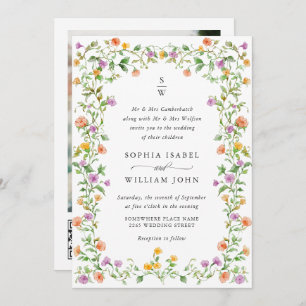 Invitation Meadow Pastel Rose Floral Mariage code QR