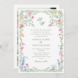 Invitation Meadow Pastel Rose Floral Mariage code QR