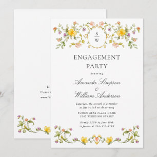 Invitation Meadow Watercolor Fleurs sauvages ENGAGEMENT PARTY