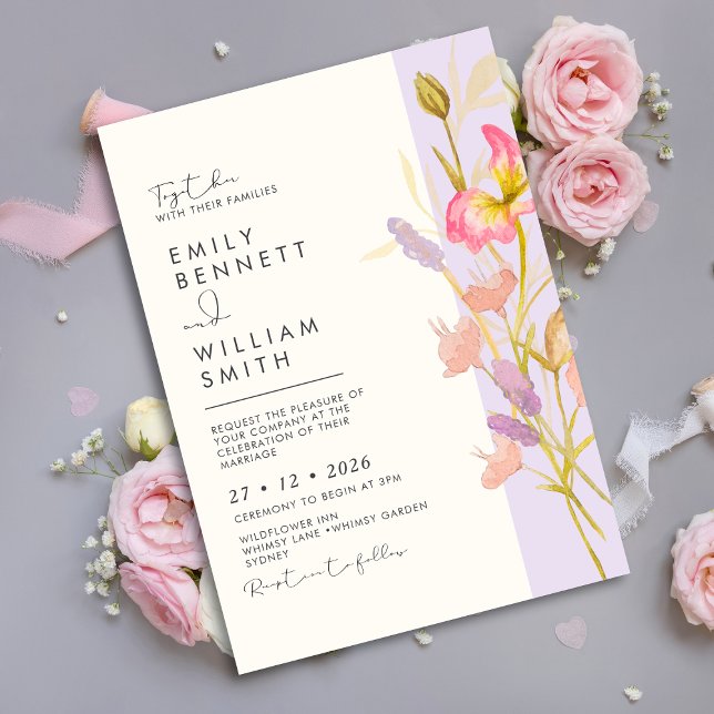 Invitation Meadow Wildflowers Modern Boho Rustic Wedding  (Créateur téléchargé)