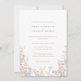 Invitation Meadows Garden Wildflowers Spring Summer Wedding