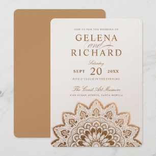 Invitation Médaillon d'or Shimmer Mandala Mariage