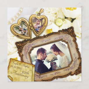 Invitation Médaillon en forme de cœur avec vos photos Cadre a